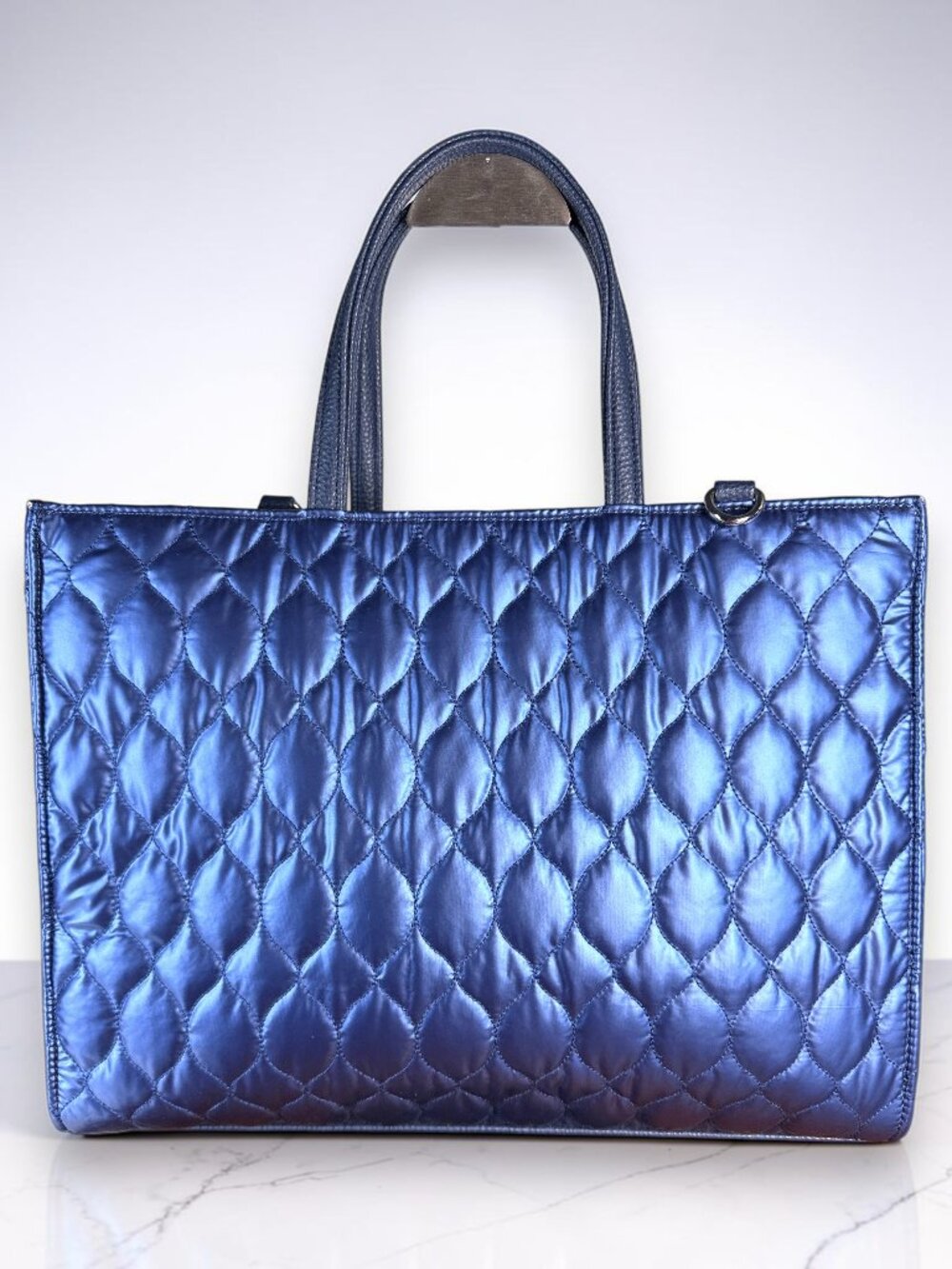 Sharif Global Generation Metallic Sapphire Blue Quilted Nylon Sample Tote - Picture 5 of 12